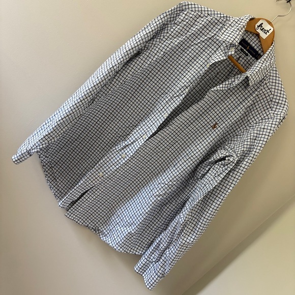 Ralph Lauren Blue & White Long Sleeve Button Down Shirt men's sz L preworn - Picture 1 of 10